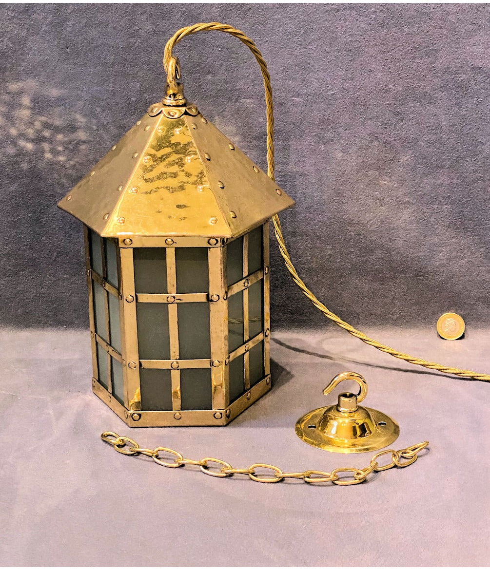 Brass Electric Hall Lantern — view 2