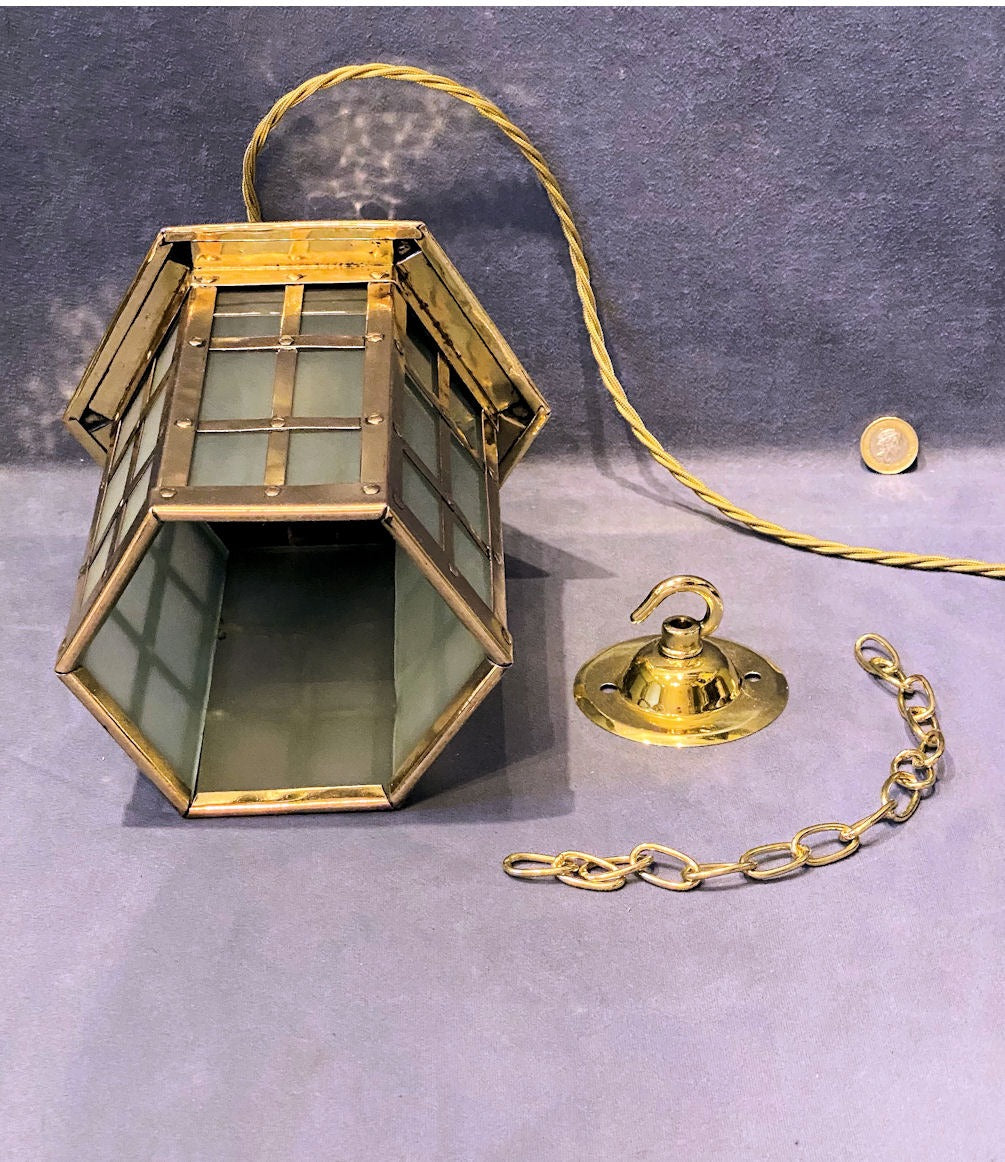 Brass Electric Hall Lantern — view 3