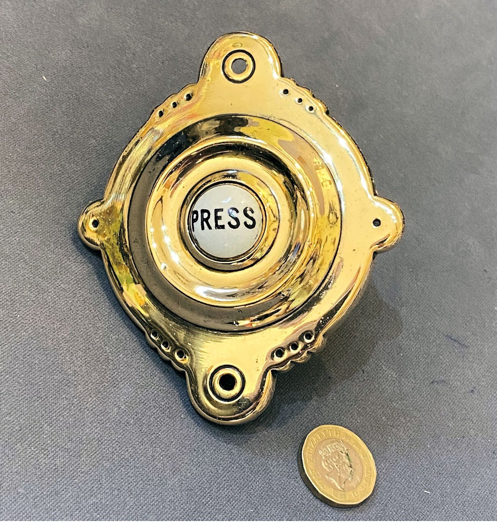 Brass Exterior Electric Bell Push — Brass, 1920's
