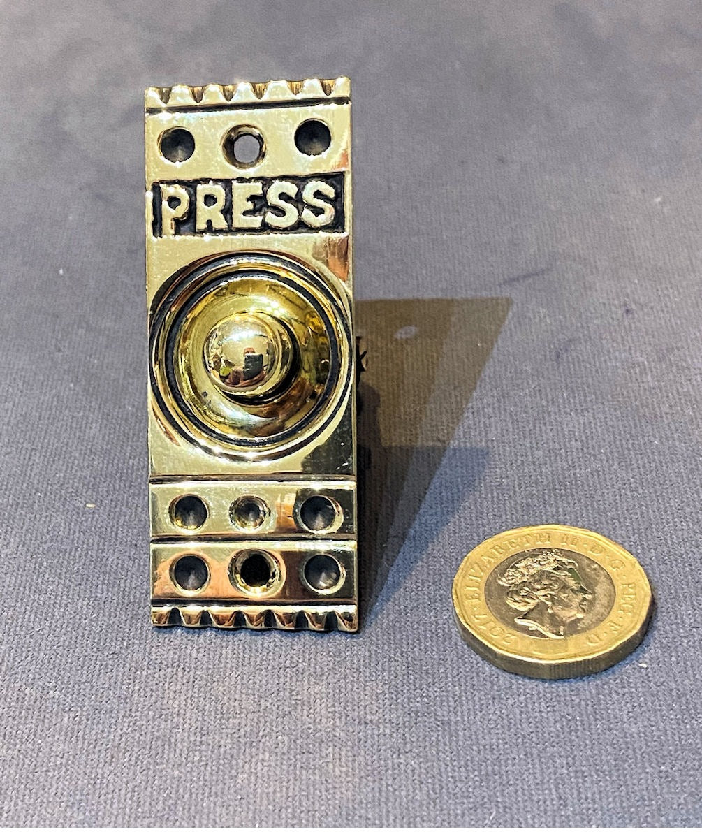 Brass Exterior Electric Bell Push — Brass, 1920's