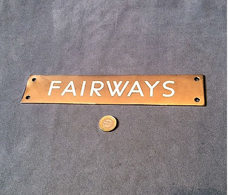 Brass Fairways Nameplate — Brass, 1930's