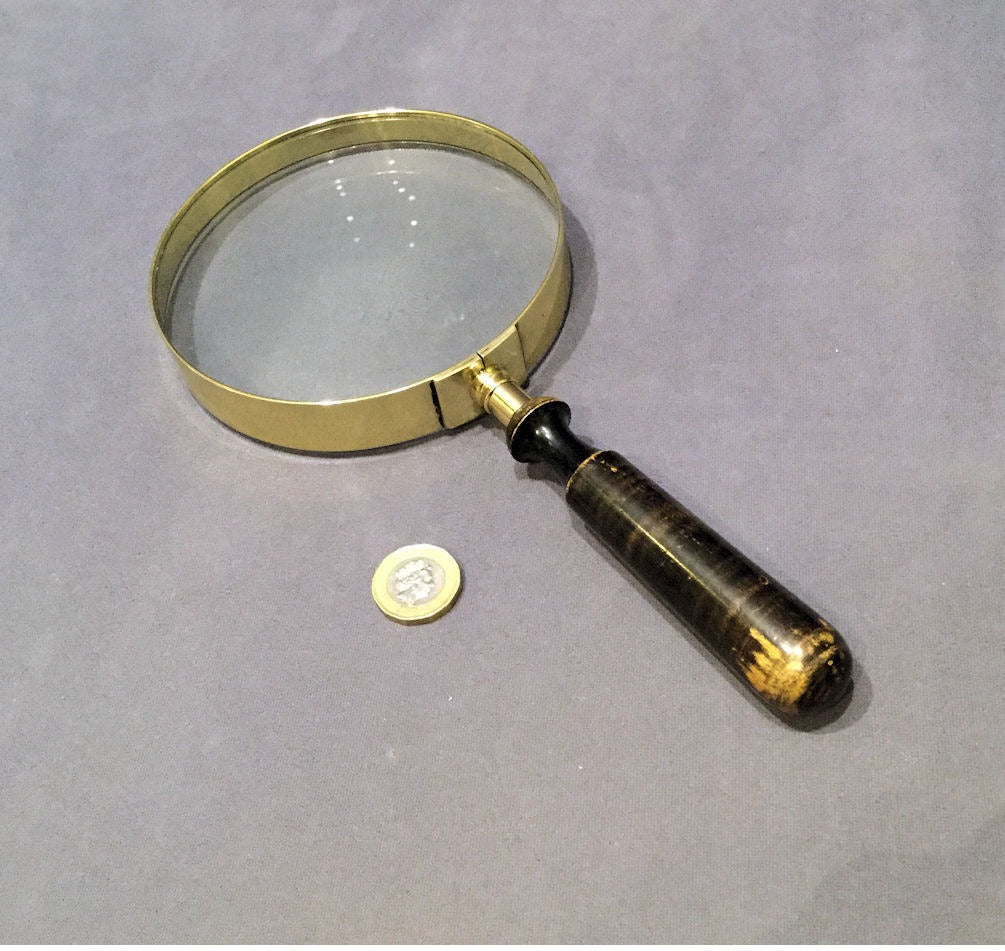 Brass Framed Magnifying Glass — Brass, late 19th century