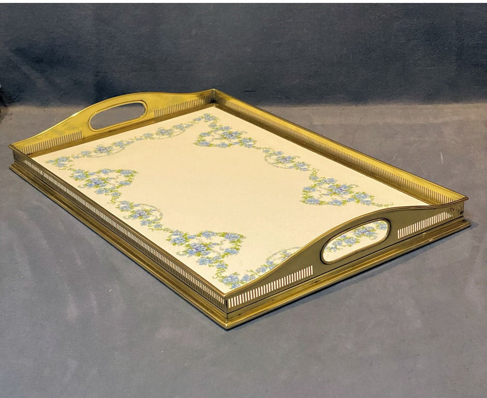 Brass Galleried Ceramic Tray — view 4