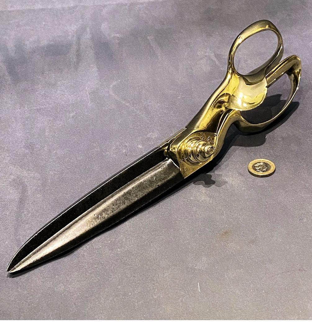Brass Handled Tailors Shears — Brass, late 19th century