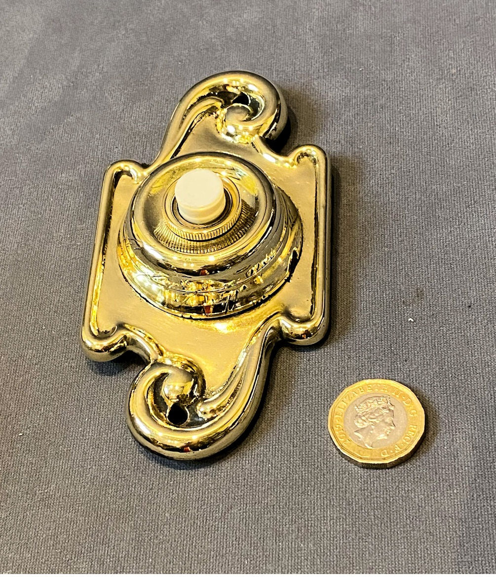 Brass Interior Electric Bell Push — Brass, 1920's