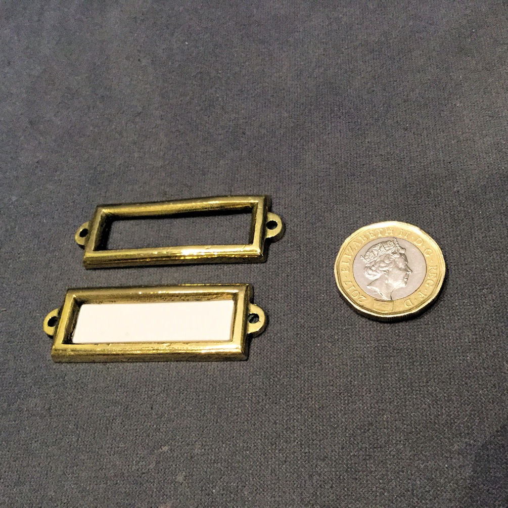 Brass Label Frames, 2 available — Brass, 1920's