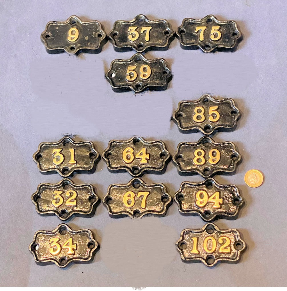 Brass on Cast Iron Number Plates — Brass, 1906