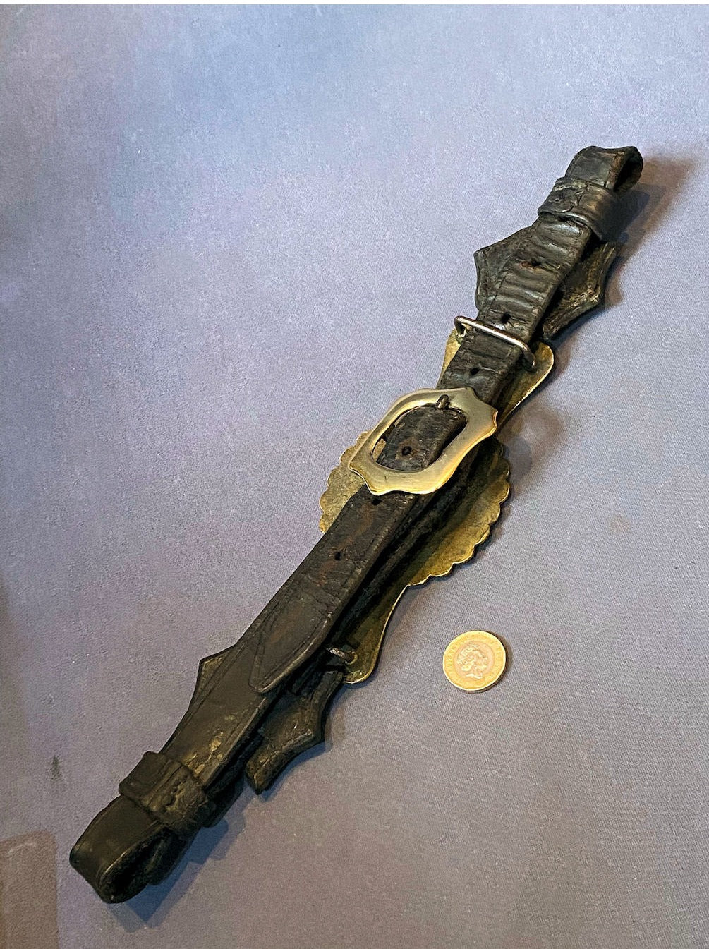 Brass on Leather Haime Plate — view 2