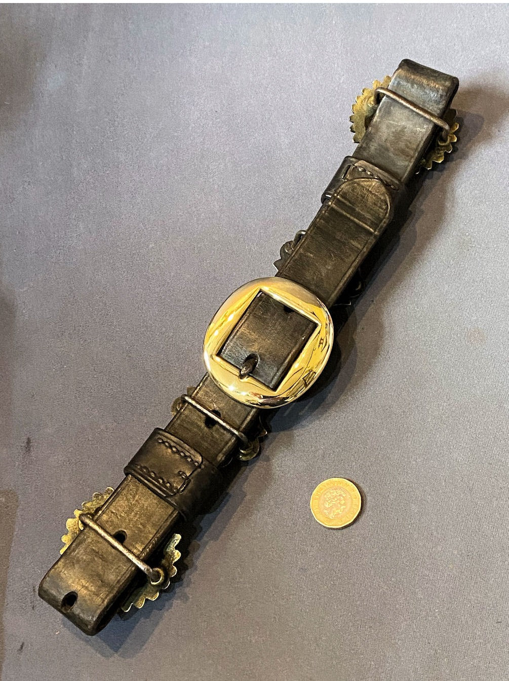 Brass on Leather Haime Plate — view 2