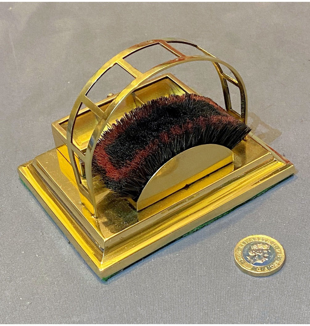 Brass Pen Rack with Pen Wipe & Stamp Box — view 3