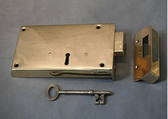 Brass Rim Lock — Brass, late 19th century