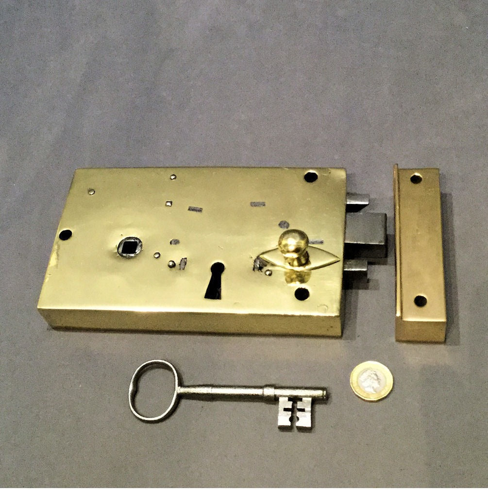 Brass Rim Lock — Brass, 18th century