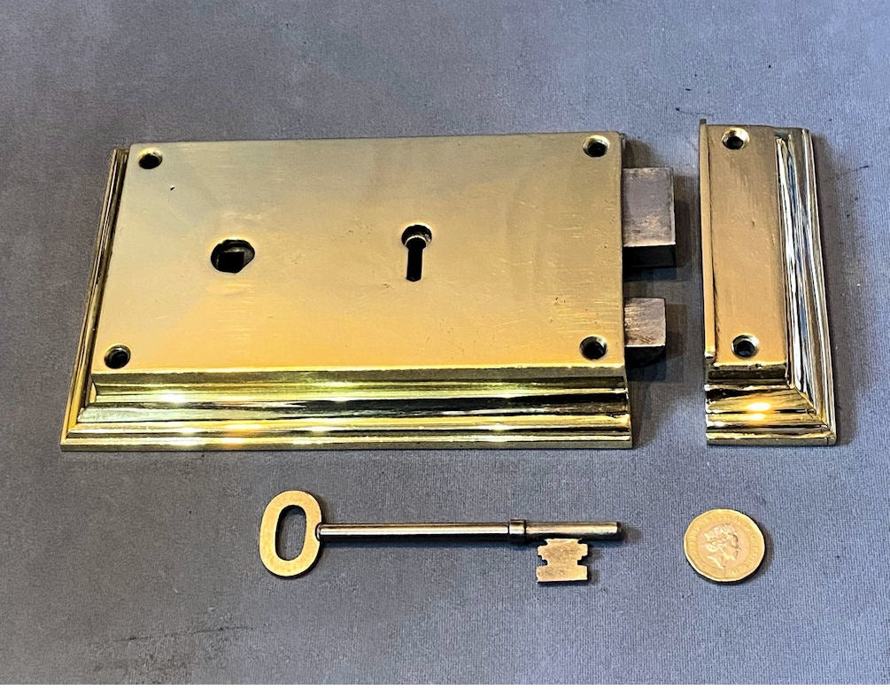 Brass Rim Lock — Brass, circa 1900