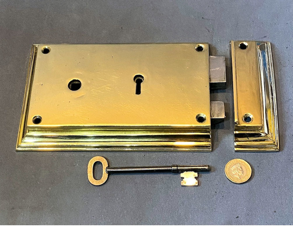 Brass Rim Lock — Brass, circa 1900