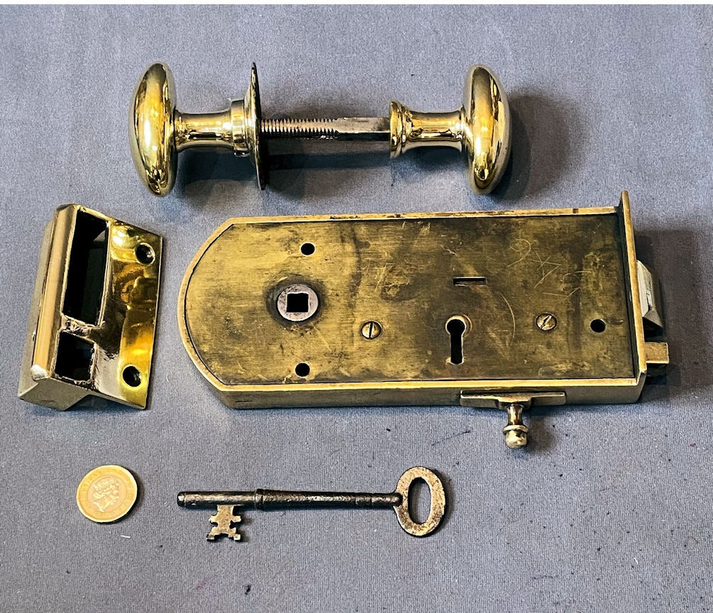 Brass Rim Lock with Handles, 2 matching available — view 2