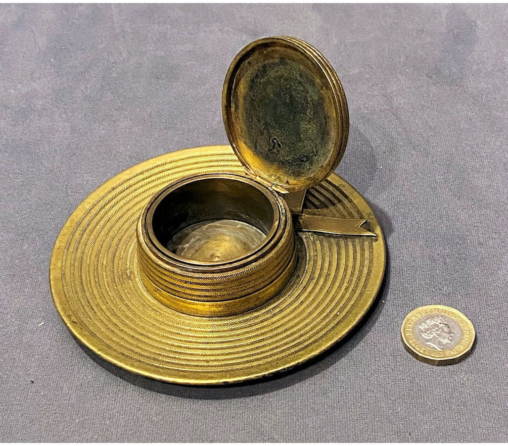 Brass Straw Hat Inkwell — view 2
