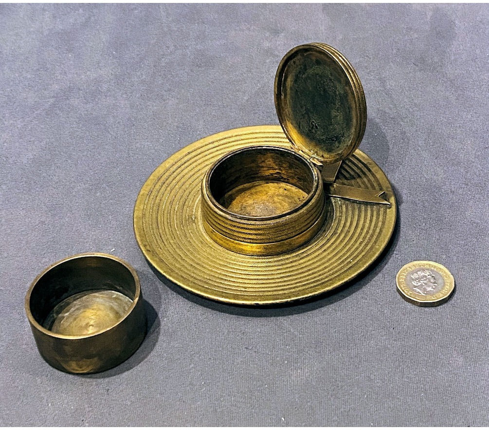 Brass Straw Hat Inkwell — view 3