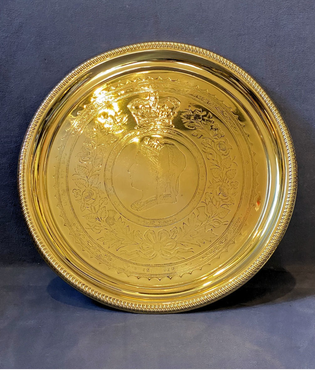 Brass Tray Queen Victoria Jubliee 1887 — Brass, 1887