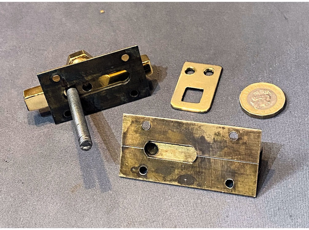 Brass Vacant / Engaged Toilet Door Bolt, 4 available — view 2
