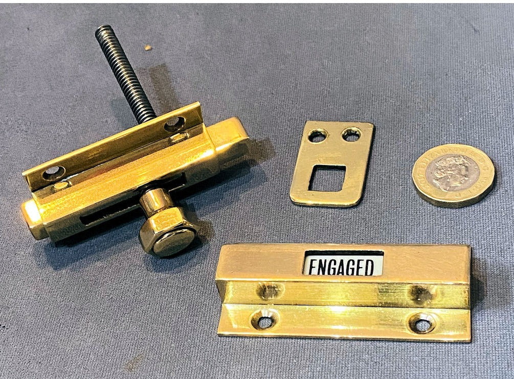Brass Vacant / Engaged Toilet Door Bolt, 4 available — view 3