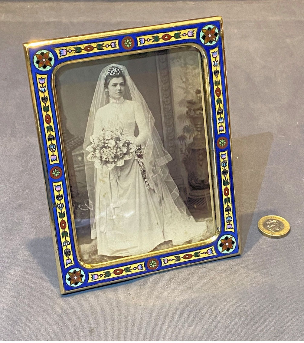 Bronze Champleve Enamel Photo Frame — Bronze, late 19th century