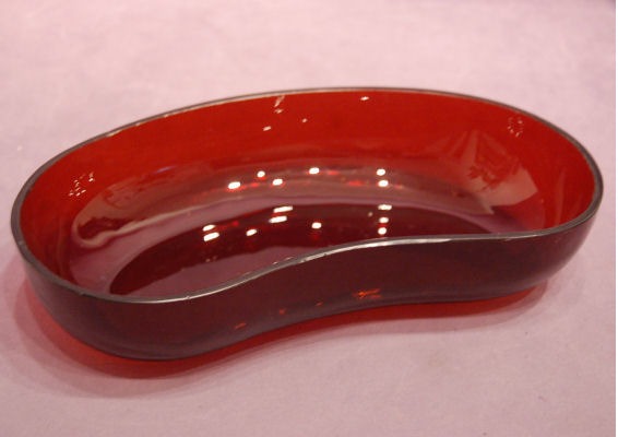 Brown Glass Kidney Bowl — Glass, late 19th century