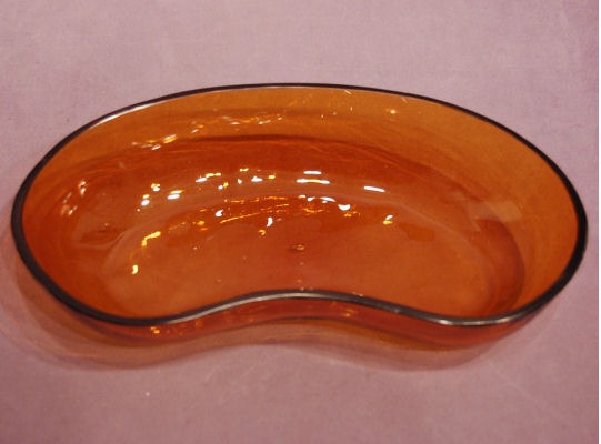 Brown Glass Kidney Bowl — Glass, late 19th century