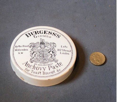 Burgess Anchovy Paste Pot Lid — Ceramic, late 19th century
