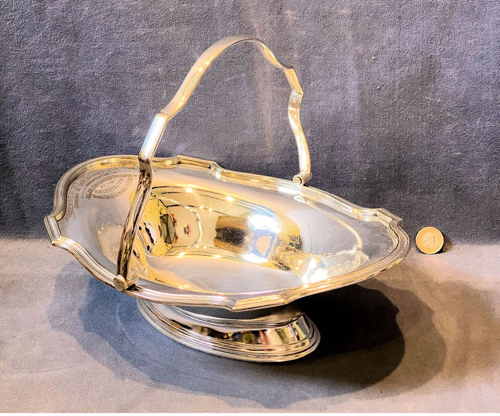 Burslem Co-op Society 1923 Presentation Bread Basket — Silver plate, 1920's