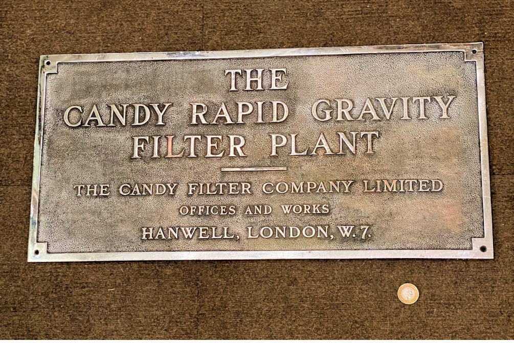 Candy Filter Co Ltd Chromed Name Plaque — Chrome, 1950's