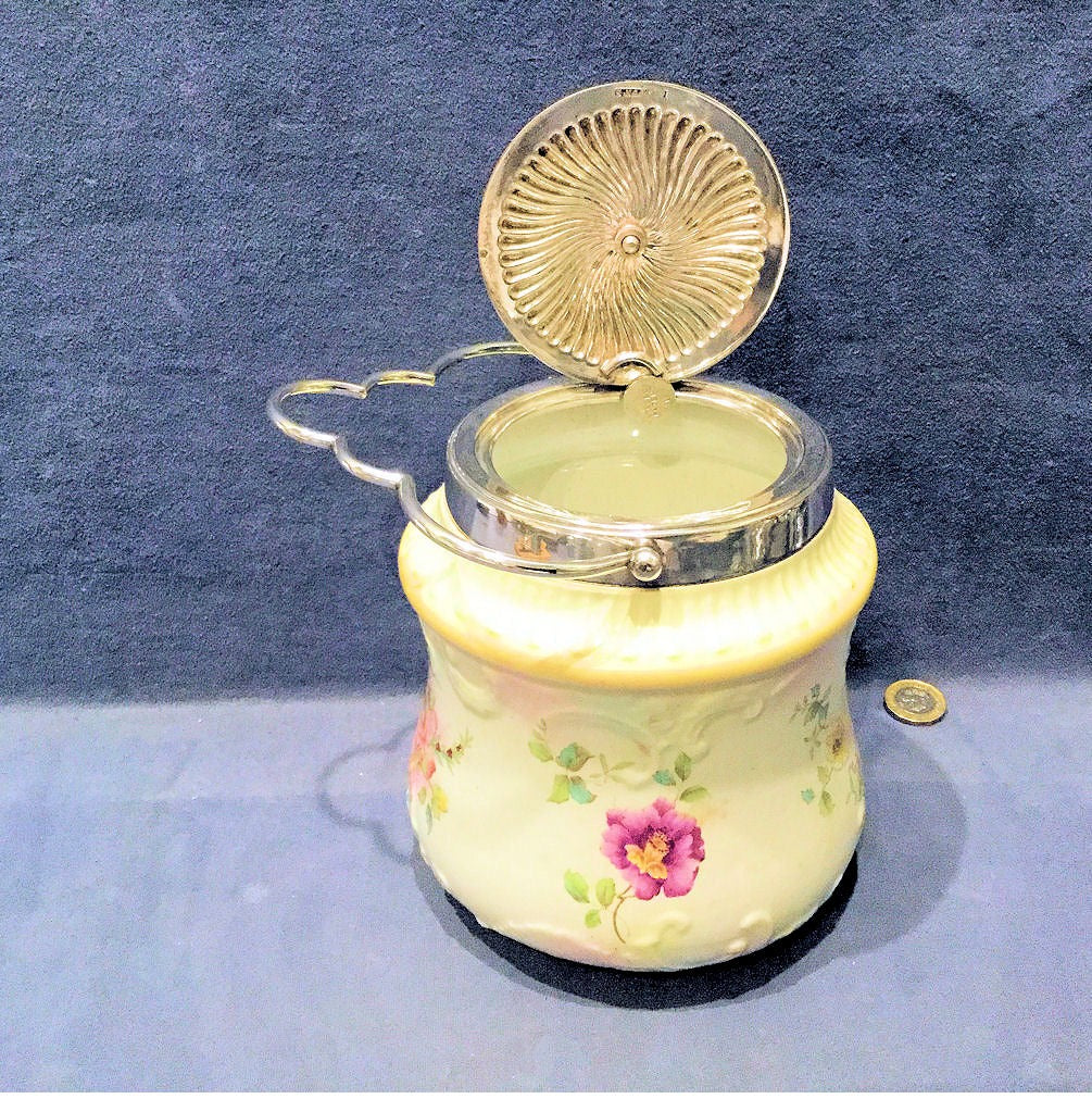Carlton Ware Patent Biscuit Barrel — Ceramic, late 19th century