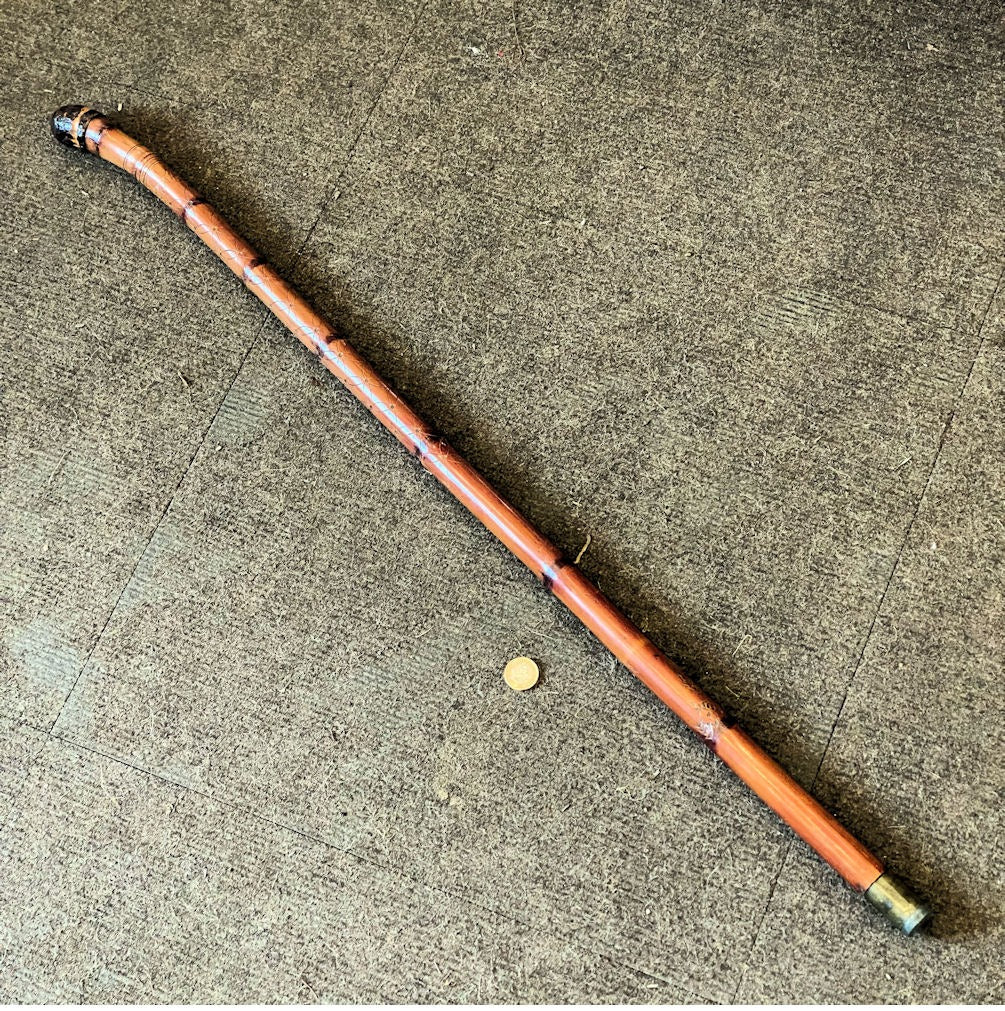 Carved Bamboo Walking Stick — Steel, 1920's