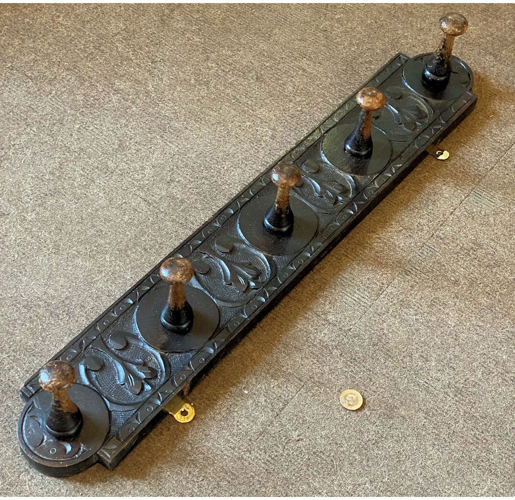 Carved Oak Coat Rack — view 2