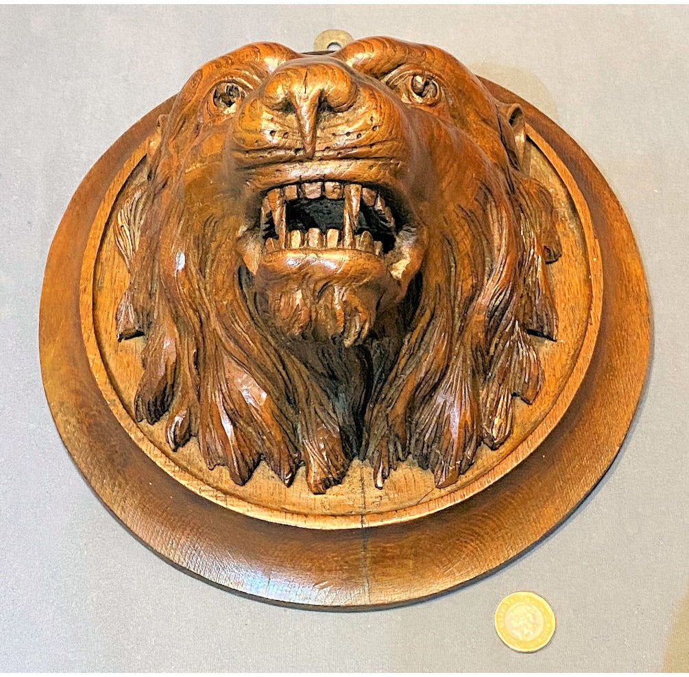 Carved Wood Lions Head — view 4