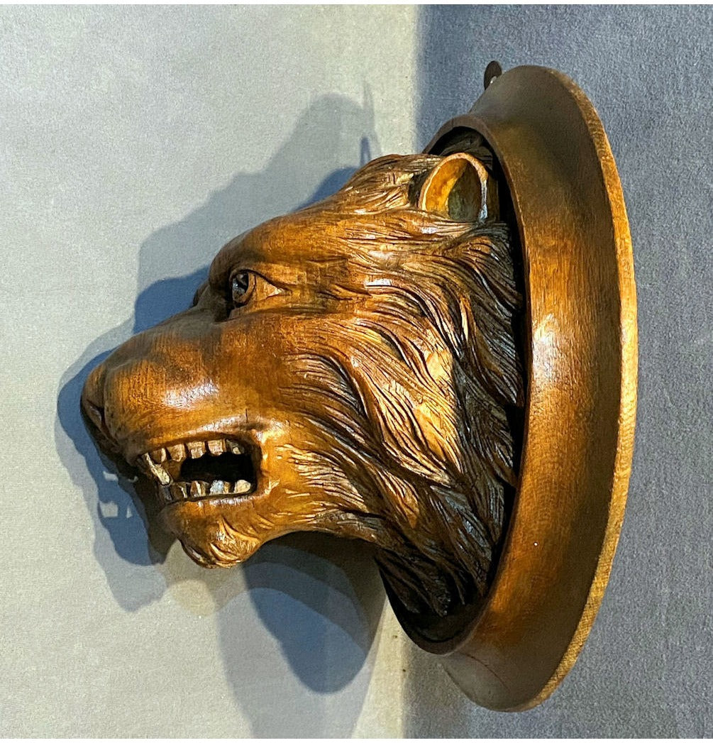 Carved Wood Lions Head — view 5