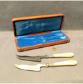 Cased Pair of French Cheese Knives in Case — view 2