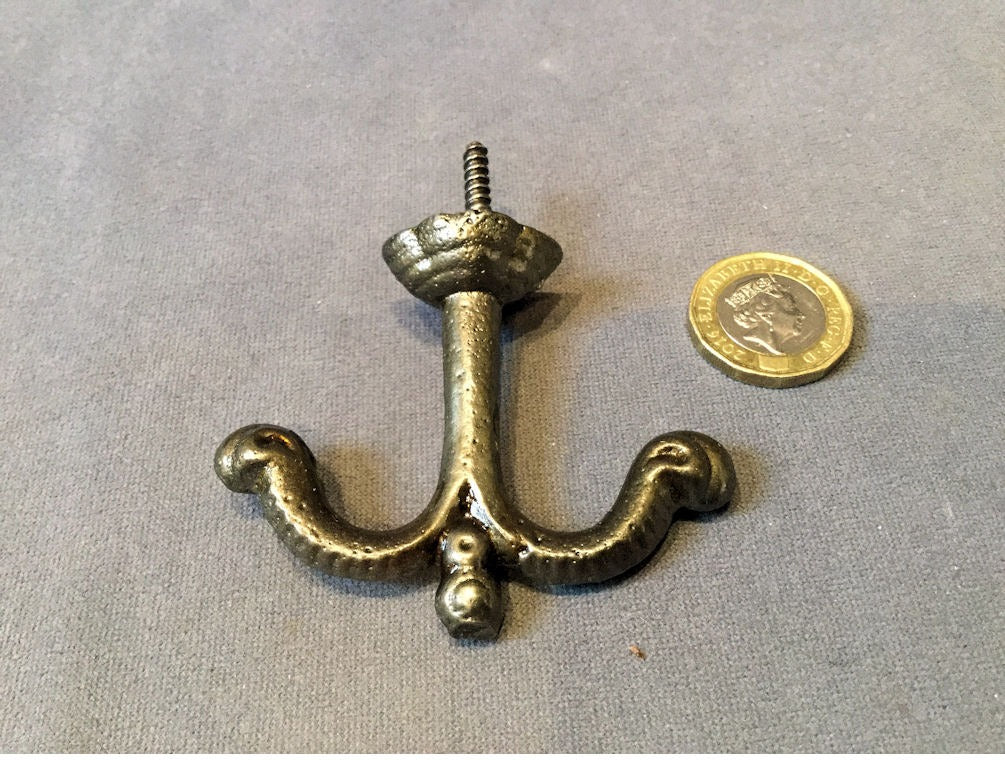 Cast Iron Double Coat / Cup Hook, 3 available — Cast iron, late 19th century