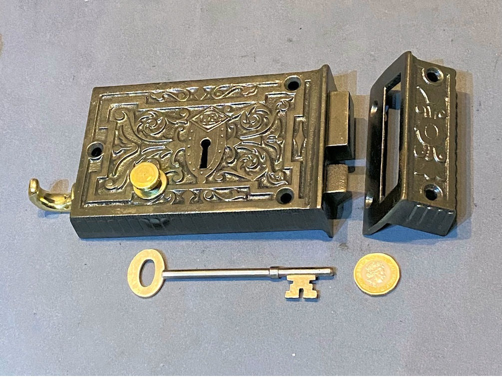 Cast Iron Rim Lock — Cast iron, late 19th century