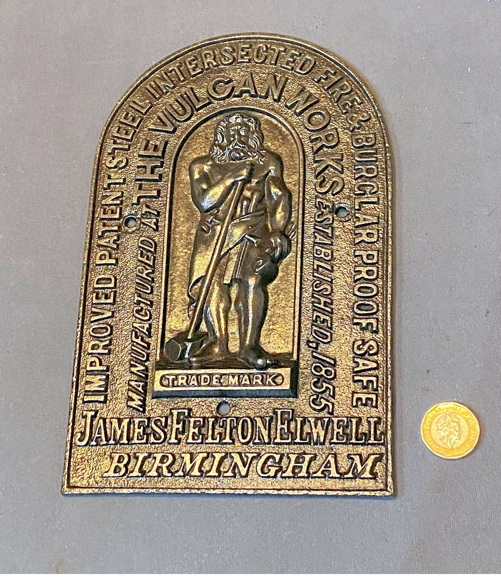 Cast Iron Safe Makers Plate — Cast iron, late 19th century