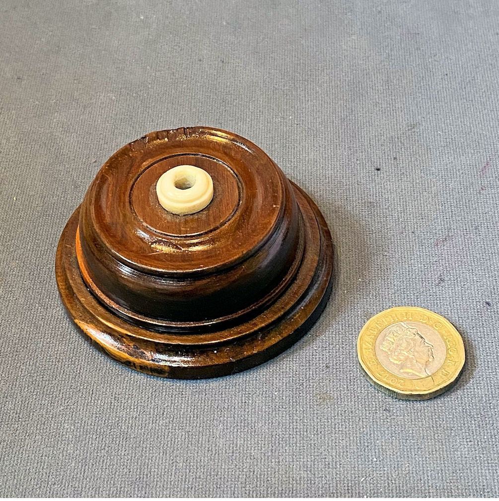 Ceiling Rose for Electric Bell Pendant Switch — Wood, 1920's