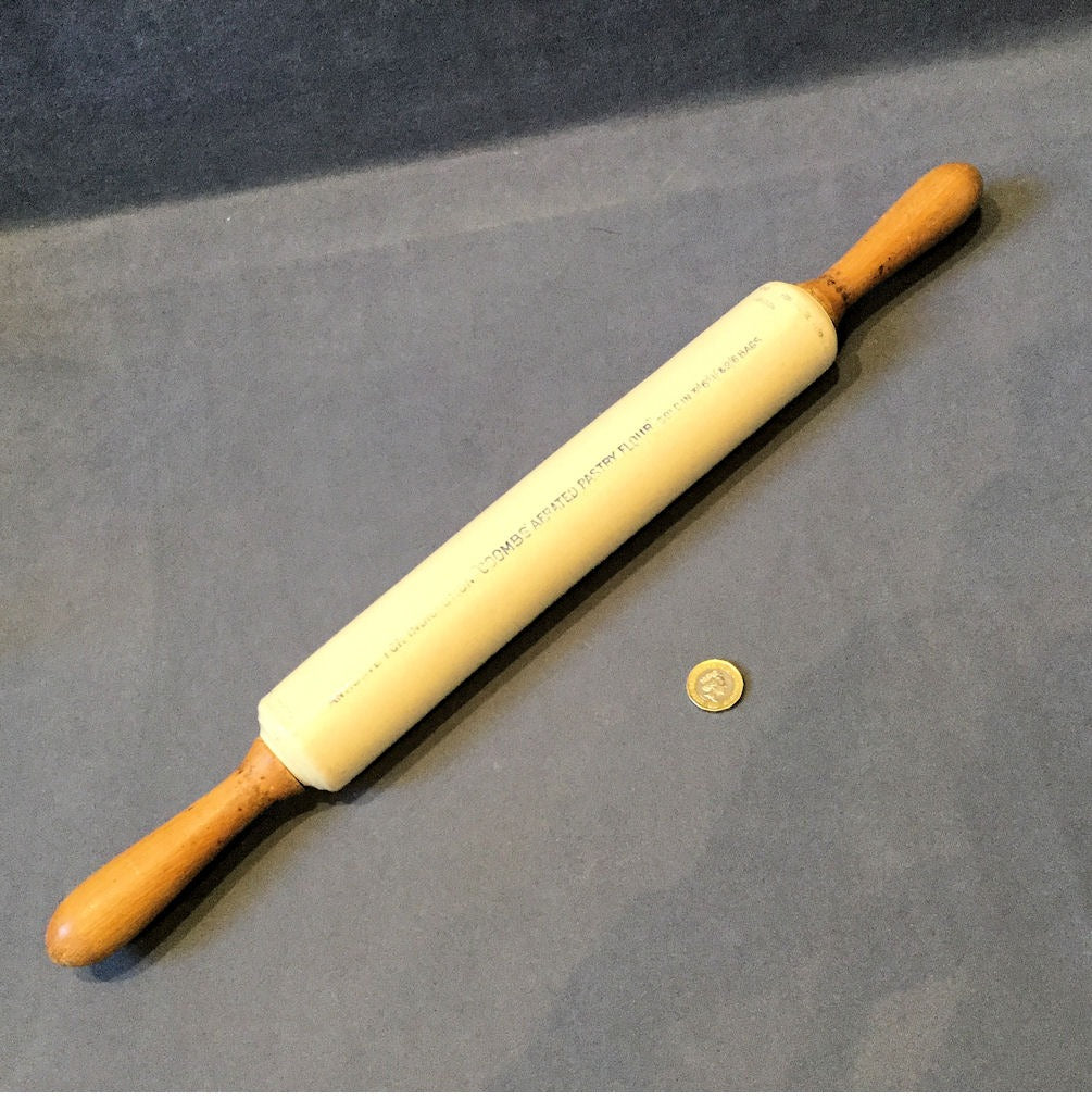 Ceramic Advertising Rolling Pin — Ceramic, late 19th century
