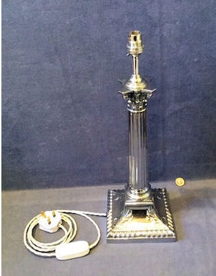 Chromed Corinthian Column Electric Side Lamp — view 2