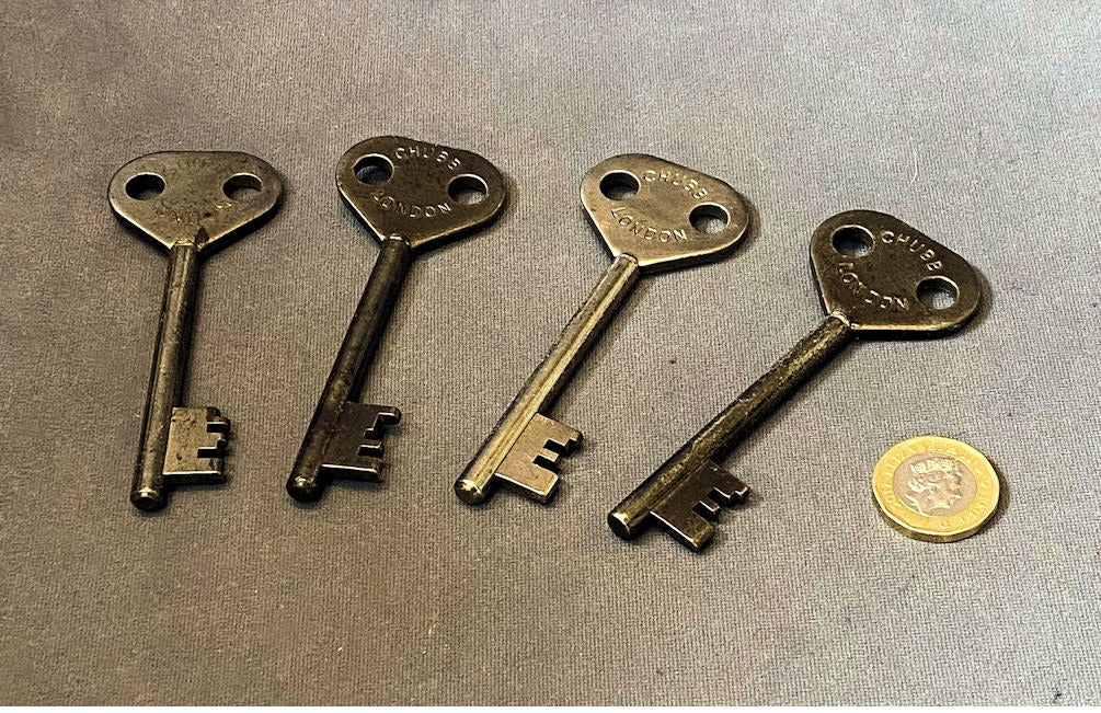 Chubb Pillar Box Keys, 4 available — Wrought iron
