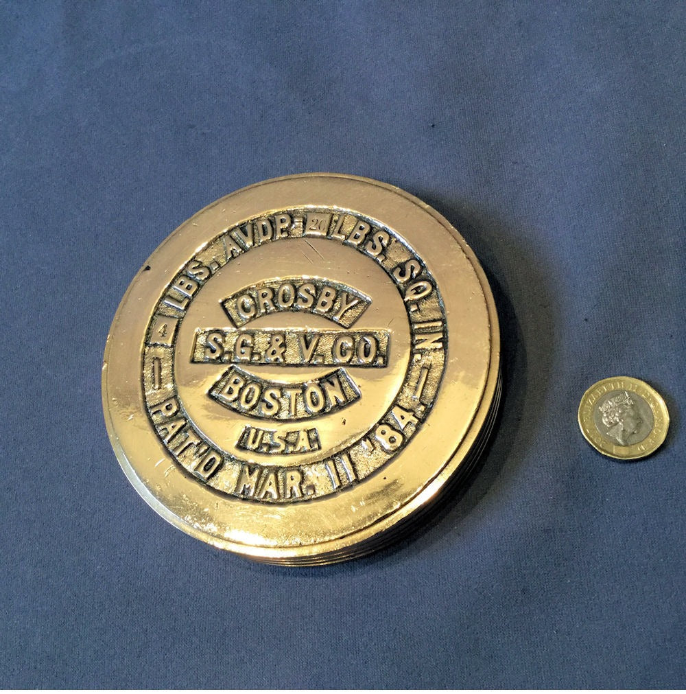 Circular Brass 4lb Weight — Brass, 1884
