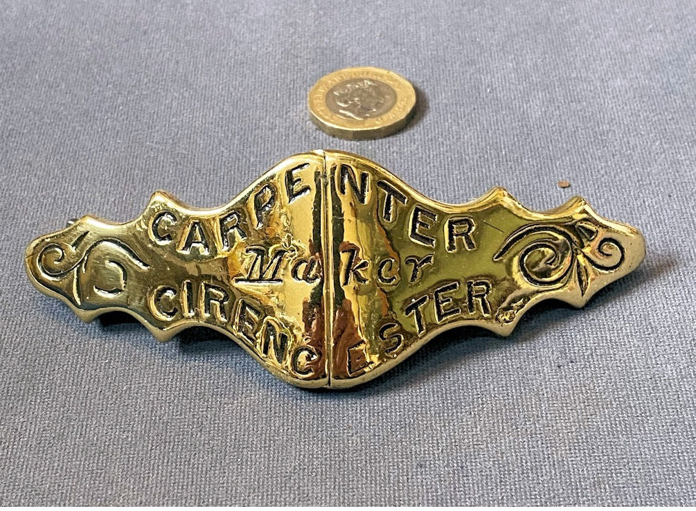 Cirencester Saddler's Brass Name Plate — Brass, late 19th century