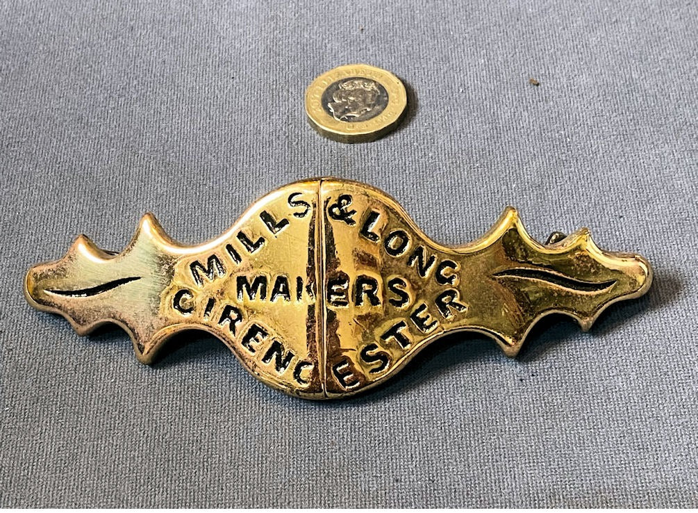 Cirencester Saddler's Brass Name Plate — Brass, late 19th century