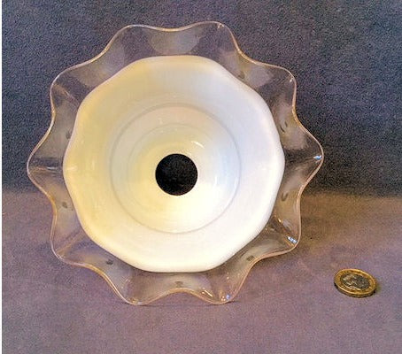 Clear and White Glass Electric Lamp Shade — view 2