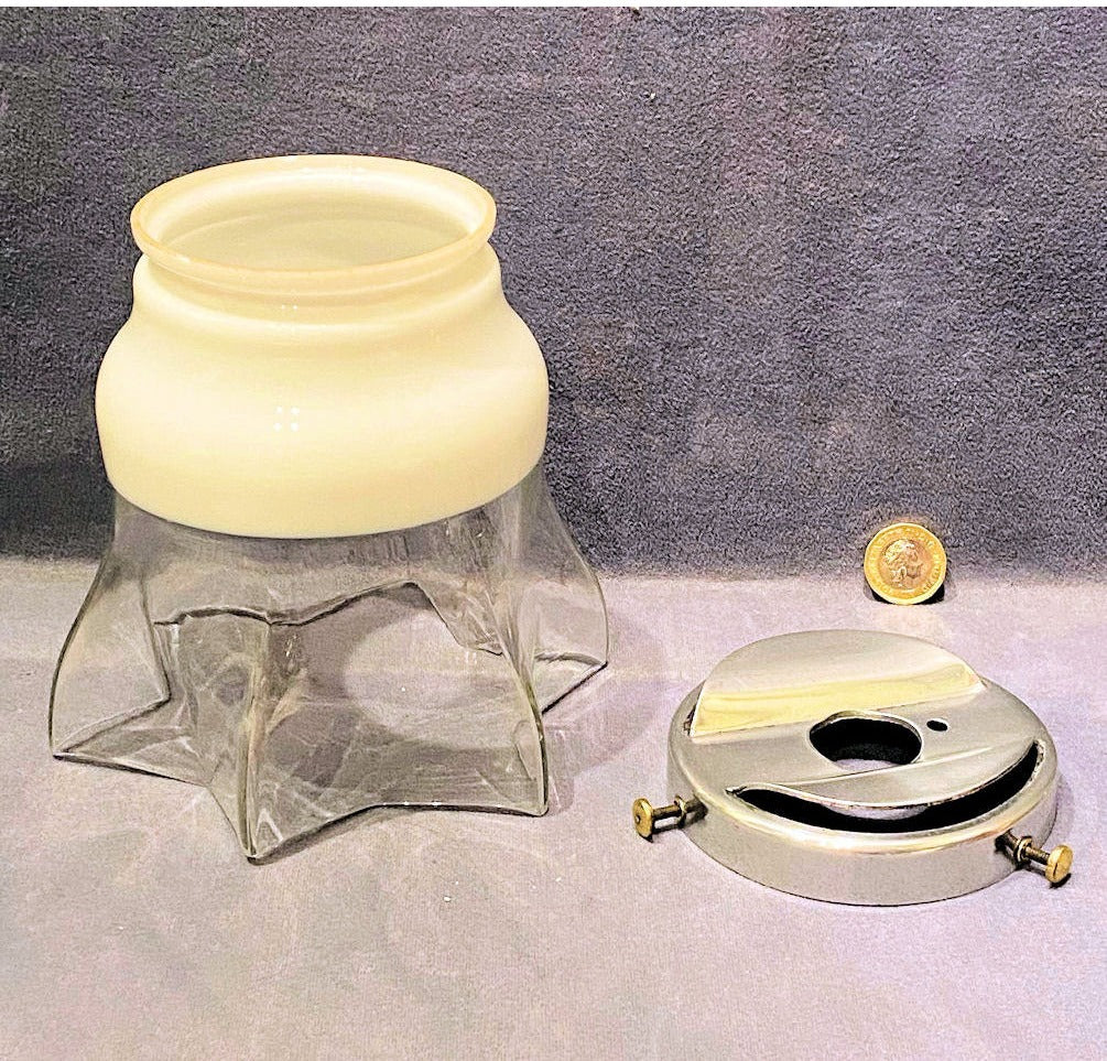 Clear & White Glass Lamp Shade — view 3