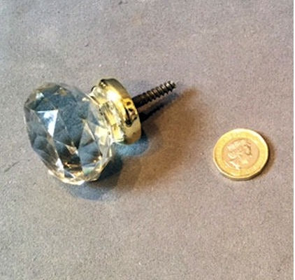 Clear Cut Glass Cupboard Knob — Glass, late 19th century
