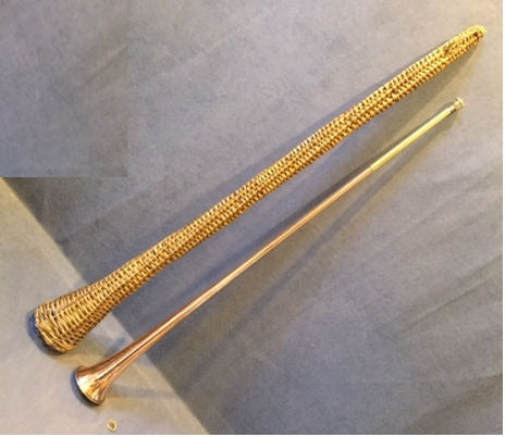Copper Coaching Horn in Basket Case — Copper